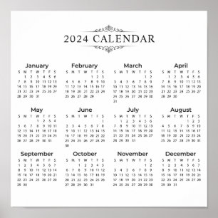 Calendrier 2024 simple mais élégant   Poster