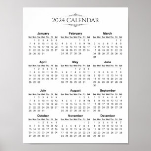 Calendrier 2024 simple mais élégant Poster
