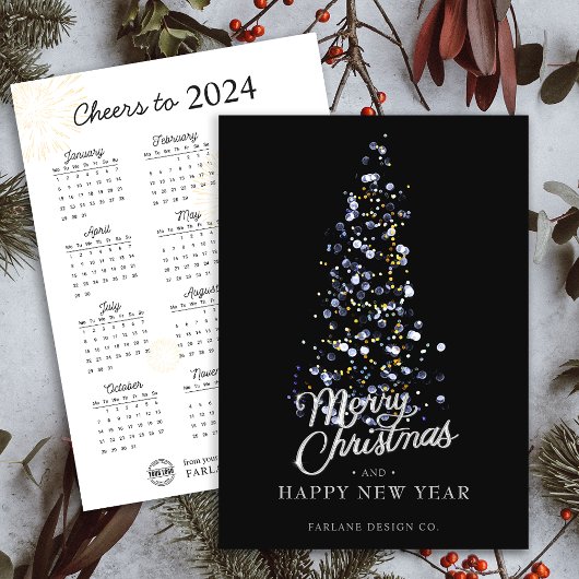 Calendrier 2024 Xmas Tree Business Logo Carte de v