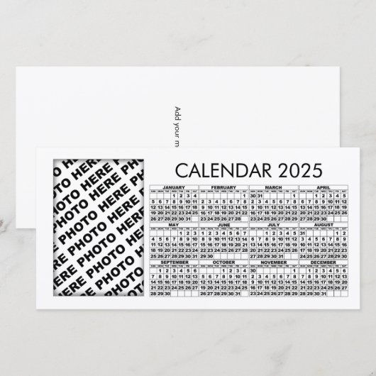 Calendrier 2025 Ajouter 1 Carte photo vertical (Devant / Derrière)