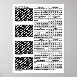 Calendrier 2025 Ajouter 4 Photos Affiche 61x81cm