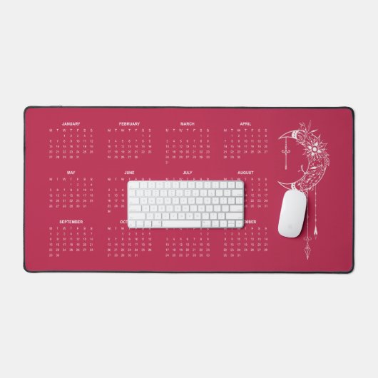 Calendrier 2025 Année complète Boho Dusty Rose Des (Clavier et souris)
