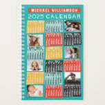 Calendrier 2025 Année Moderne 12 Photo Collage Nom<br><div class="desc">Ajoutez un peu de fraîcheur moderne du milieu du siècle à votre vie avec ce magnifique petit planificateur de calendrier 2025 qui comprend de la place pour 12 de vos photos personnalisées. A l'intérieur, ces planificateurs ont des pages pour vous permettre d'organiser vos semaines et vos mois. Avec l'ajout de...</div>