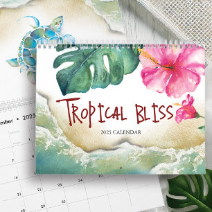 Calendrier 2025 Annuaires d'aquarelle tropicale