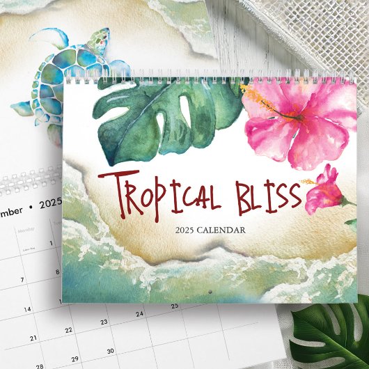 Calendrier 2025 Annuaires d'aquarelle tropicale