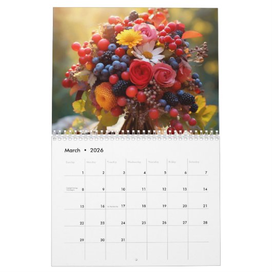 Calendrier 2025. Belles fleurs lumineuses (Mar 2026)