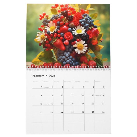 Calendrier 2025. Belles fleurs lumineuses (Feb 2026)