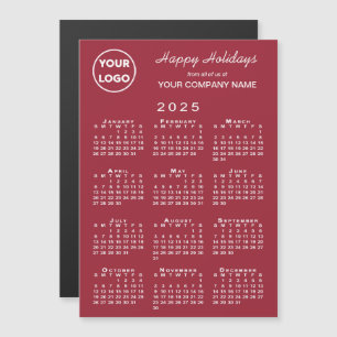 Calendrier 2025 Business Logo Red Holiday Magnet