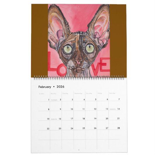 Calendrier 2025 Cat Artist Series Calendar second version (Feb 2026)