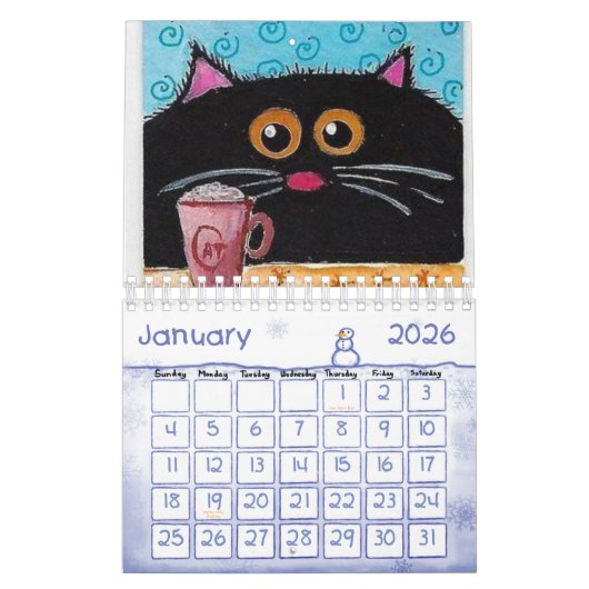 Calendrier 2025 Cat Kitten Whimsical (Jan 2026)