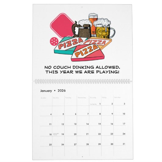 Calendrier 2025 Chaque année Personnalisable PICKLEBALL (Jan 2026)