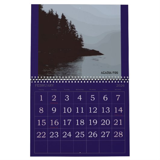 CALENDRIER 2025 DU PARC NATIONAL D'ACADIE (Feb 2026)