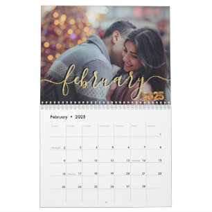 Calendrier 2025 Élégant Script Photos de famille