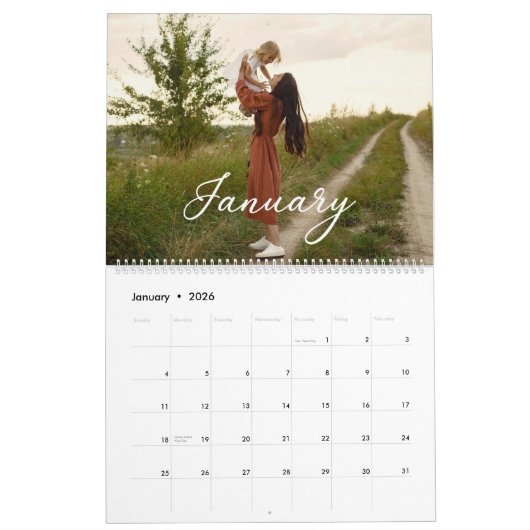 Calendrier 2025 Family Custom Photo Chic Script (Jan 2026)