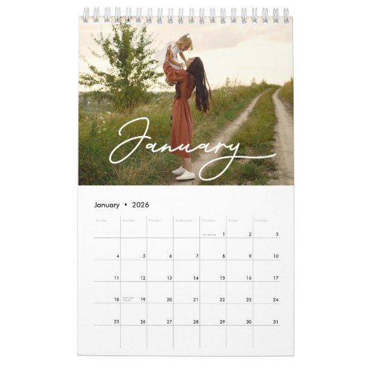 Calendrier 2025 Family Custom Photo Chic Script (Jan 2026)