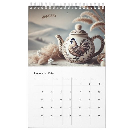Calendrier 2025 Fun Chicken Teapots (Jan 2026)