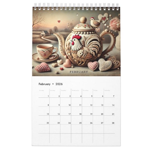 Calendrier 2025 Fun Chicken Teapots (Feb 2026)