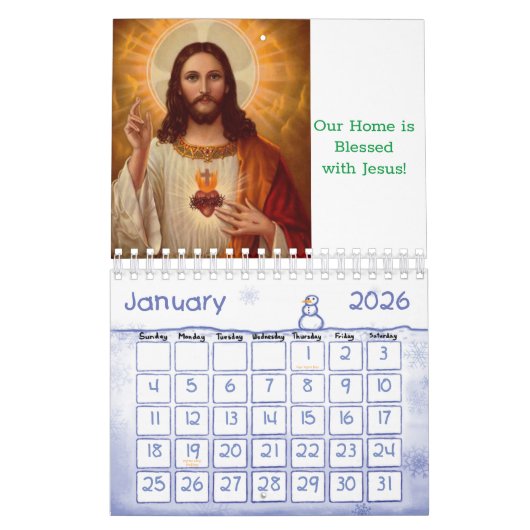 Calendrier 2025 Jésus Christ catholique (Jan 2026)