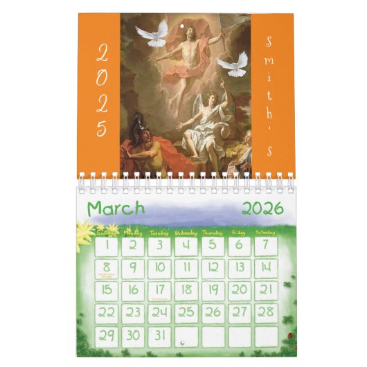 Calendrier 2025 Jésus Christ catholique (Mar 2026)