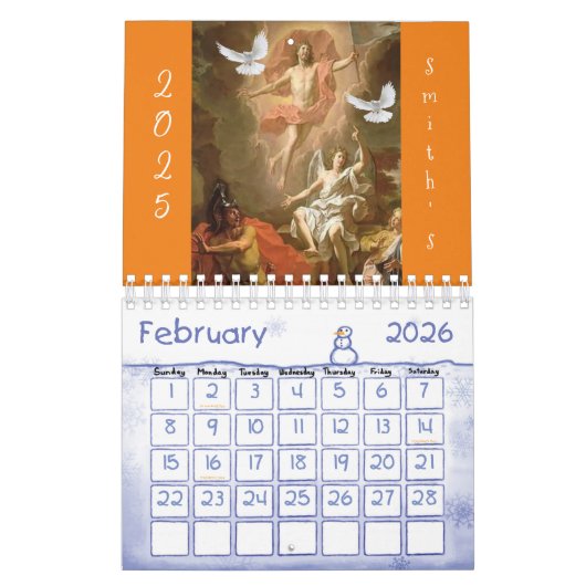 Calendrier 2025 Jésus Christ catholique (Feb 2026)