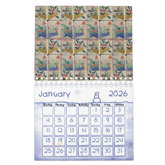 Calendrier 2025 Mahjong (Jan 2026)