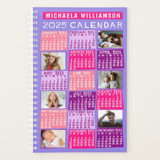 Calendrier 2025 Mod mignon 12 Photo Collage Nom Pe (Devant)