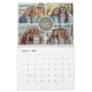 Calendrier 2025 Modern Friends Photo Collage Minimal mensuel