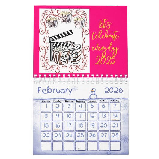 Calendrier 2025 Popcorn Fêtons chaque jour! (Feb 2026)