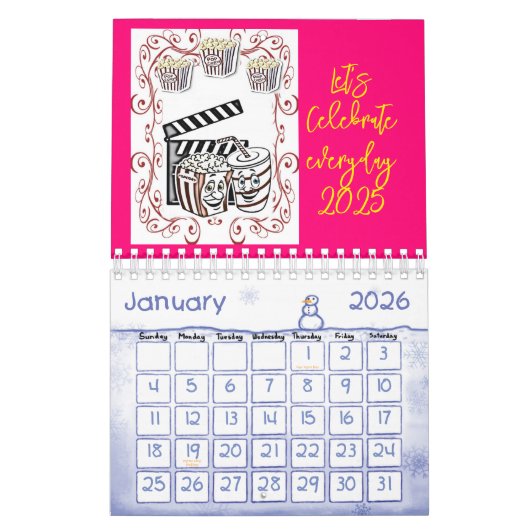 Calendrier 2025 Popcorn Fêtons chaque jour! (Jan 2026)