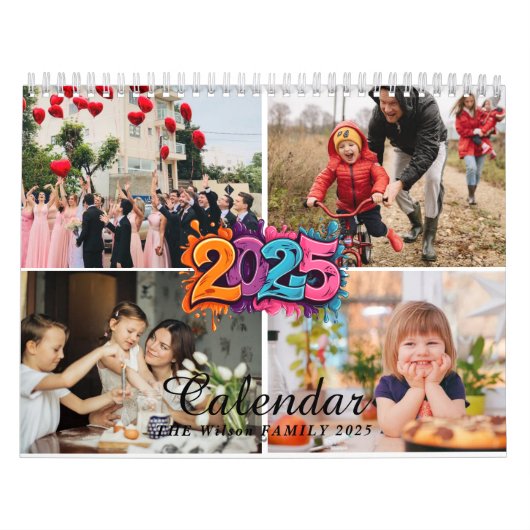 Calendrier 2025 Simple Custom 4 Photo FAMILY (Protection)