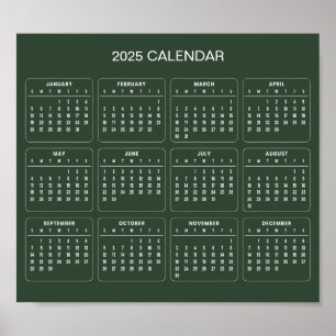 Calendrier 2025 Simple mais Élégant Affiche