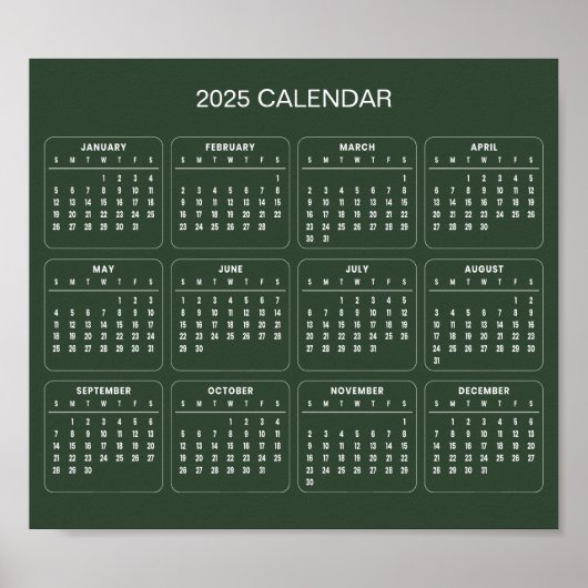 Calendrier 2025 Simple mais Élégant | Affiche (Devant)