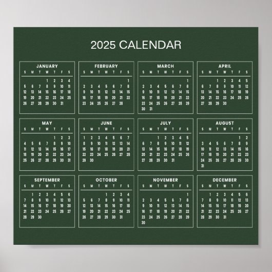 Calendrier 2025 simple mais élégant | Affiche (Devant)
