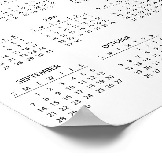 Calendrier 2025 simple mais élégant | Affiche (Coin)