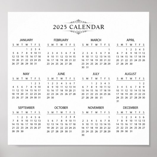 Calendrier 2025 simple mais élégant | Affiche (Devant)