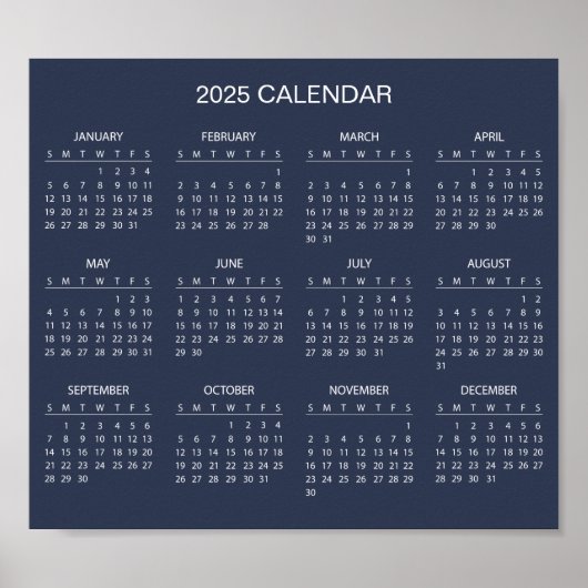 Calendrier 2025 Simple mais Élégant | Affiche (Devant)