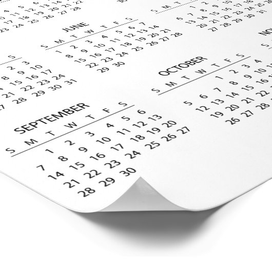 Calendrier 2025 simple mais élégant | Affiche (Coin)