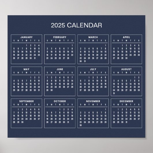 Calendrier 2025 simple mais élégant | Affiche (Devant)