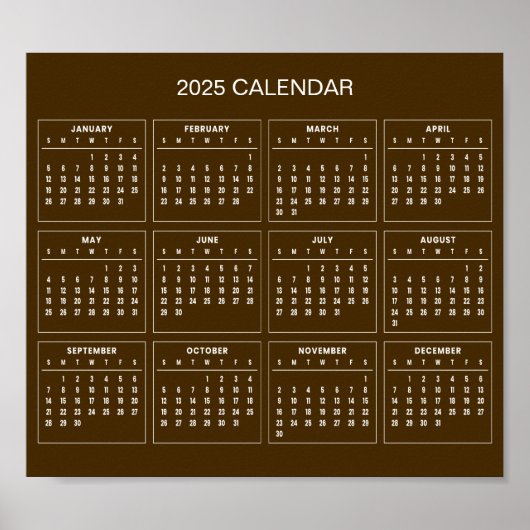 Calendrier 2025 simple mais élégant | Affiche (Devant)
