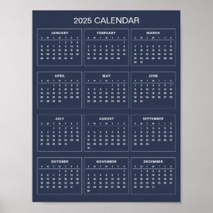 Calendrier 2025 Simple mais Élégant Affiche