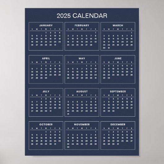 Calendrier 2025 Simple mais Élégant | Affiche (Devant)