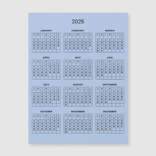 Calendrier 2025 simple mais élégant | Carte magnét (Devant)