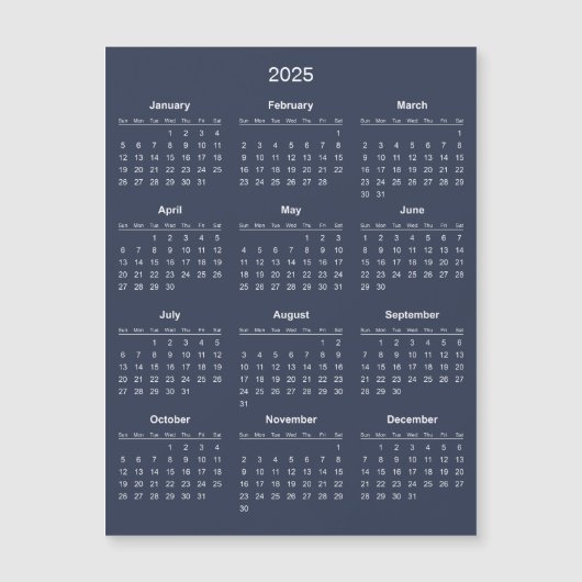 Calendrier 2025 simple mais élégant | Carte magnét (Devant)