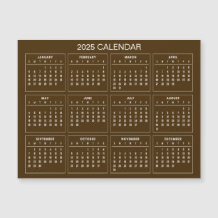 Calendrier 2025 simple mais élégant Carte magnét