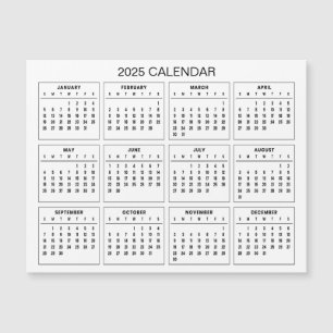 Calendrier 2025 simple mais élégant   Carte magnét