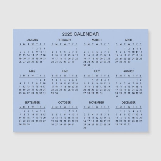 Calendrier 2025 simple mais élégant | Carte magnét (Devant)