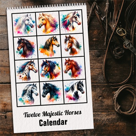 Calendrier 2025 Twelve Majestic Horses Calendar