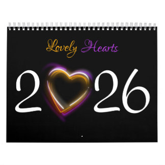 Calendrier 2026 | 12 Beaux Coeurs Romantiques
