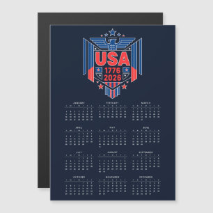 Calendrier 2026 (1776-2026 USA) Carte magnétique