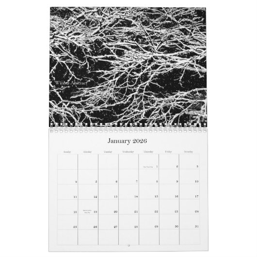 Calendrier 2026 'Abstractions in Black & White' (Jan 2026)
